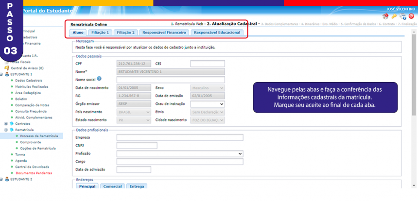 Rematrículas 2026 - passo 03