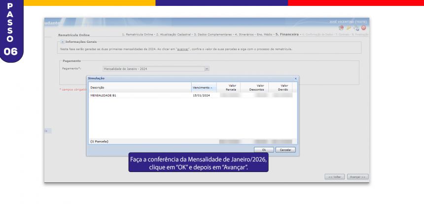 Rematrículas 2026 - passo 06