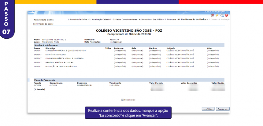 Rematrículas 2026 - passo 07