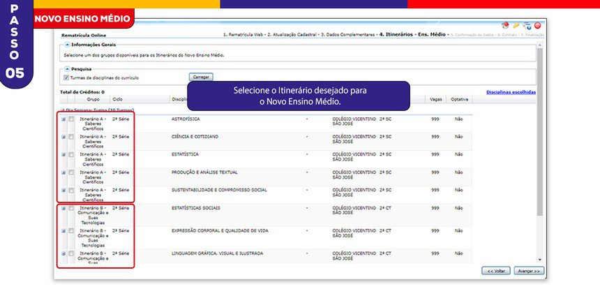 Rematrículas 2025 - passo 05