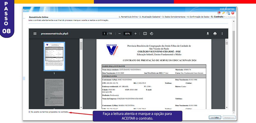 Rematrículas 2025 - passo 08